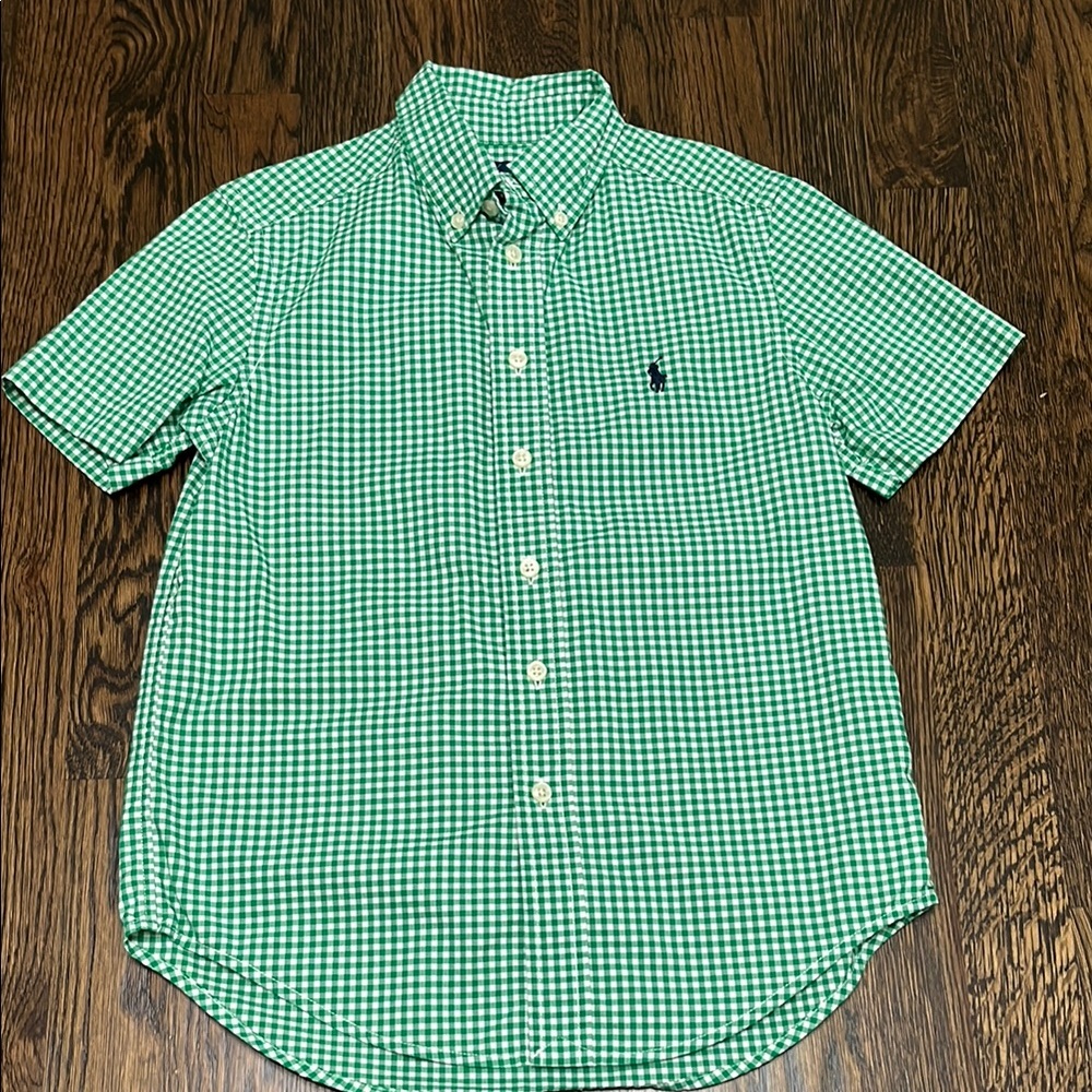 Ralph Lauren Green Gingham Poplin Shirt size 8